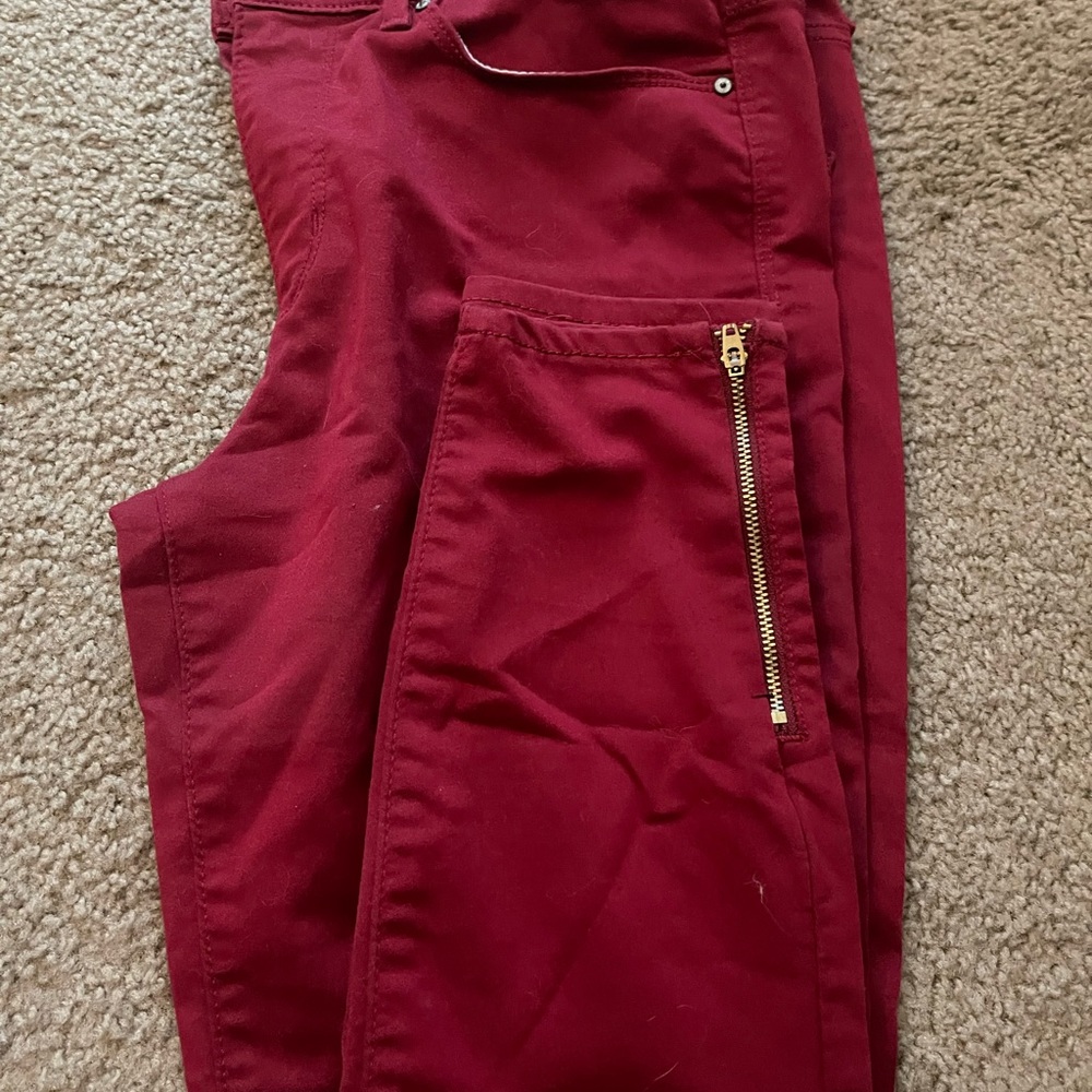 Red skinny jeans with stretch
